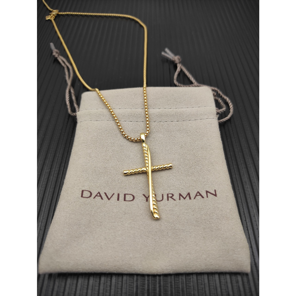 David Yurman Gold Cylindrical Cross Necklace